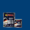 Embalagem do Esmalte de Poliuretano de Dois Componentes (2k) sobre um fundo de cor AZUL ELÉTRICO.