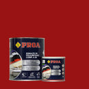 Embalagem do Esmalte de Poliuretano de Dois Componentes (2k) sobre um fundo de cor VERMELHO FERRUGEM.