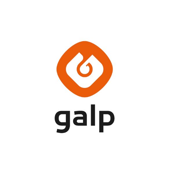 Logótipo da Galp. Uma empresa de energia que é cliente da Tintas e Pinturas. A Tintas e Pinturas é uma empresa especializada em soluções de pintura e proteção anticorrosiva.