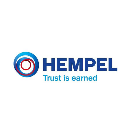 Logo da Hempel, uma marca de reputação mundial que desenvolve e fabrica soluções de revestimento e proteção anticorrosiva para os segmentos marítimo, industrial e iate.
