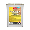 Embalagem de 5 litros do óleo de base solvente para decks de madeira, incolor.