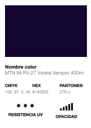 Catálogo de Cores do Spray Montana 94: violeta vampiro.