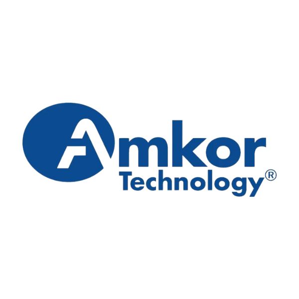 Logótipo da Amkor Technology. Uma empresa que fabrica semicondutores automóveis que é cliente da Tintas e Pinturas. A Tintas e Pinturas é uma empresa especializada em soluções de pintura e proteção anticorrosiva.