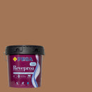 Embalagem da tinta para exteriores REVEPROA ACETINADA sob um fundo que ilustra a cor CEDEIRA do catálogo de cores para fachadas da marca Pinturas Proa.