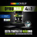 Imagem publicitária referente à tinta Dyrup Dyrumax. A lata da tinta aparece em destaque no primeiro lugar de um pódio. Por baixo aparece a inscrição ESTA TINTA É O MÁXIMO: TINTA INTERIOR MATE COM TECNOLOGIA HIGH OPACIFYING.