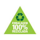 Rótulo ecológico com o texto EMBALAGEM 100% RECICLADA, que pode ser encontrado nas latas da tinta dyrup.