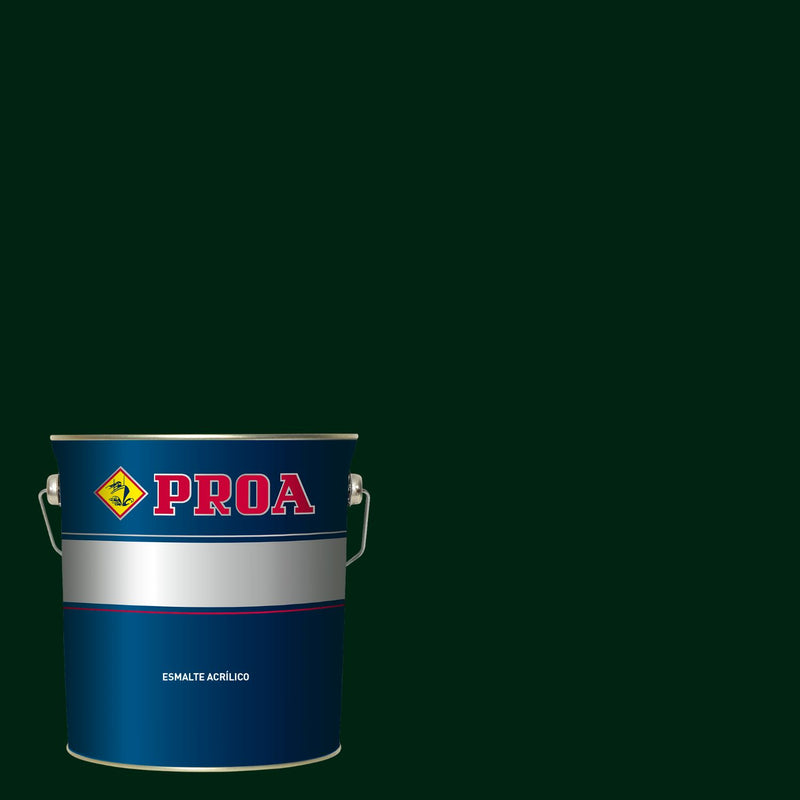 Embalagem do Esmalte Acrílico da Pinturas Proa sobre um fundo VERDE INGLÊS.