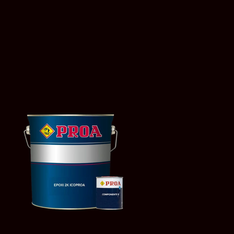 Embalagem do Esmalte Epóxi 2K para pavimentos interiores da marca Pinturas Proa sobre um fundo PRETO.