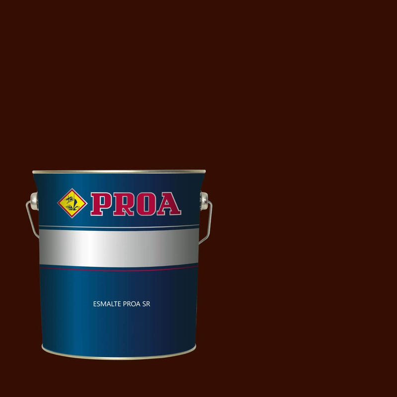 Lata do Esmalte Industrial de Secagem Rápida da Pinturas Proa sobre um fundo CASTANHO.