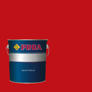 Lata do Esmalte Industrial de Secagem Rápida da Pinturas Proa sobre um fundo VERMELHO RUBRO.