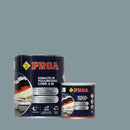 Embalagem do Esmalte de Poliuretano de Dois Componentes (2k) sobre um fundo de cor CINZENTO MÉDIO.