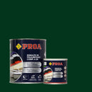 Embalagem do Esmalte de Poliuretano de Dois Componentes (2k) sobre um fundo de cor VERDE GARRAFA.