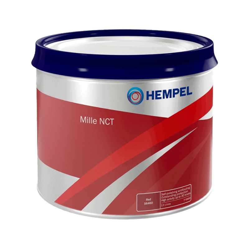 Lata de Hempels Mille NCT 71890, um anti-incrustante especialmente concebido para iates, que faz parte da gama antifouling yatch da Hempel.