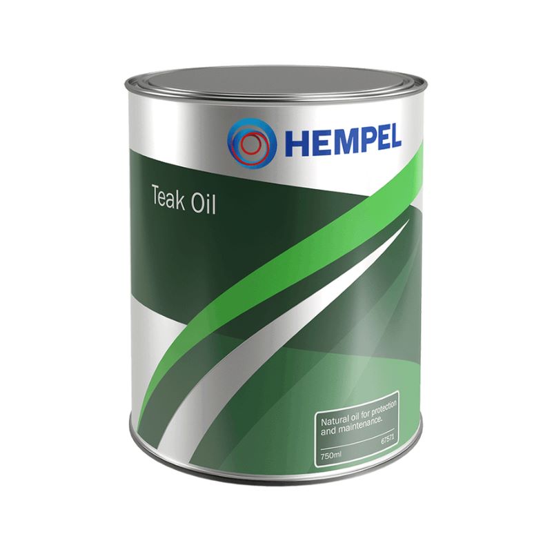 Lata de Hempels Teak Oil 67571. Trata-se de um verniz de óleo teca da Hempel que pode ser adquirido na Tintas e Pinturas. A Tintas e pinturas é uma loja de tintas em Viana do Castelo onde também pode comprar online.