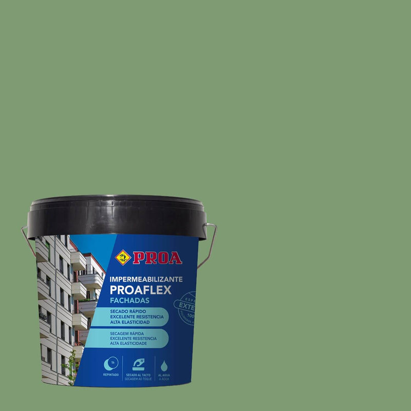 Lata do Impermeabilizante para Fachadas Proaflex da marca Pinturas Proa sobre um fundo de cor LUGO.