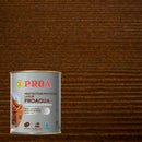 Embalagem do Lasur Acetinado Proaqua da Proa sobre um fundo de madeira NOGUEIRA.