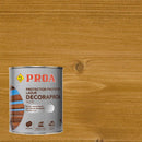 Lata de Lasur Solvente Decoraproa Mate da marca Pinturas Proa, sobre um fundo de madeira CARVALHO.