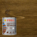 Lata de Lasur Solvente Decoraproa Mate da marca Pinturas Proa, sobre um fundo de madeira CASTANHO VELHO.