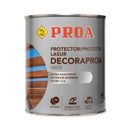 Embalagem do lasur para madeiras de base solvente e acabamento mate. O Decoraproa é um produto com o selo de qualidade da Pinturas Proa.