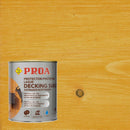 Lata do Lasur Decking para soalhos de madeira da Pinturas Proa, sobre um fundo de cor PINHO.
