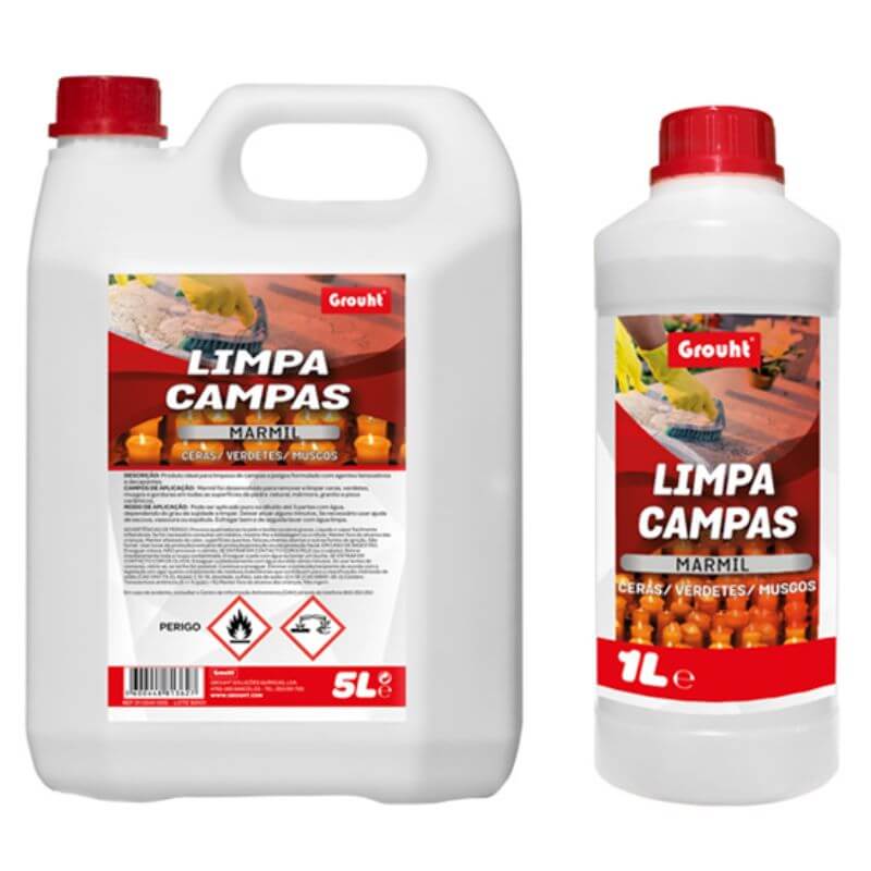 Embalagem de Marmil - Limpa mármores, pedras naturais, granito, campas e jazigos. Trata-se de um produto da Grouht que elimina ceras, verdetes e musgos.