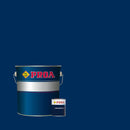 Lata de tinta poliuretano altos sólidos de acabamento acetinado da marca Pinturas Proa, sobre um fundo de cor AZUL ESCURO.