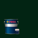 Lata de tinta poliuretano altos sólidos de acabamento acetinado da marca Pinturas Proa, sobre um fundo de cor VERDE INGLÊS.