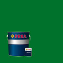 Lata de tinta poliuretano altos sólidos de acabamento acetinado da marca Pinturas Proa, sobre um fundo de cor VERDE PRADO.
