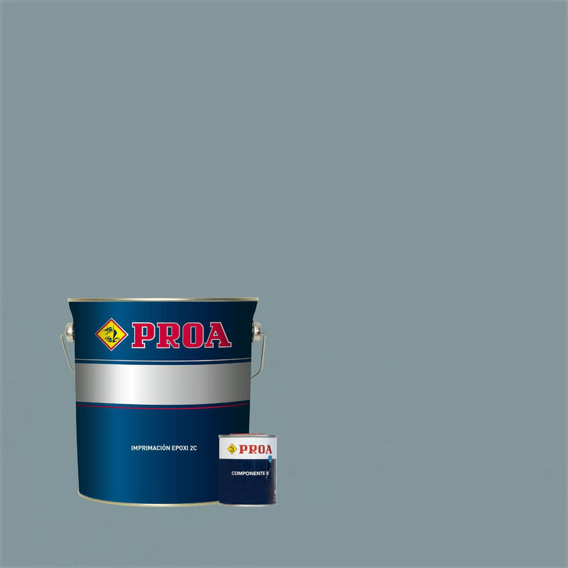Lata do Primário Epóxi 2K da marca Pinturas Proa sobre um fundo cinzento. Este produto também é conhecido no mercado por Icoproa Primário Epóxi.