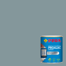 Lata de Proalac, o esmalte de laca de poliuretano da Pinturas Proa, sobre um fundo CINZENTO MÉDIO, RAL 7042.