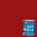 Lata de Proalac, o esmalte de laca de poliuretano da Pinturas Proa, sobre um fundo VERMELHO FERRUGEM.