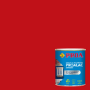 Lata de Proalac, o esmalte de laca de poliuretano da Pinturas Proa, sobre um fundo VERMELHO RUBRO, RAL 3001.