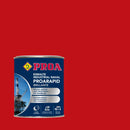 Embalagem do Esmalte Industrial BRILHANTE, da Pinturas Proa, sobre um fundo VERMELHO RUBRO.