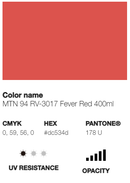 Catálogo de Cores do Spray Montana 94: vermelho febre.