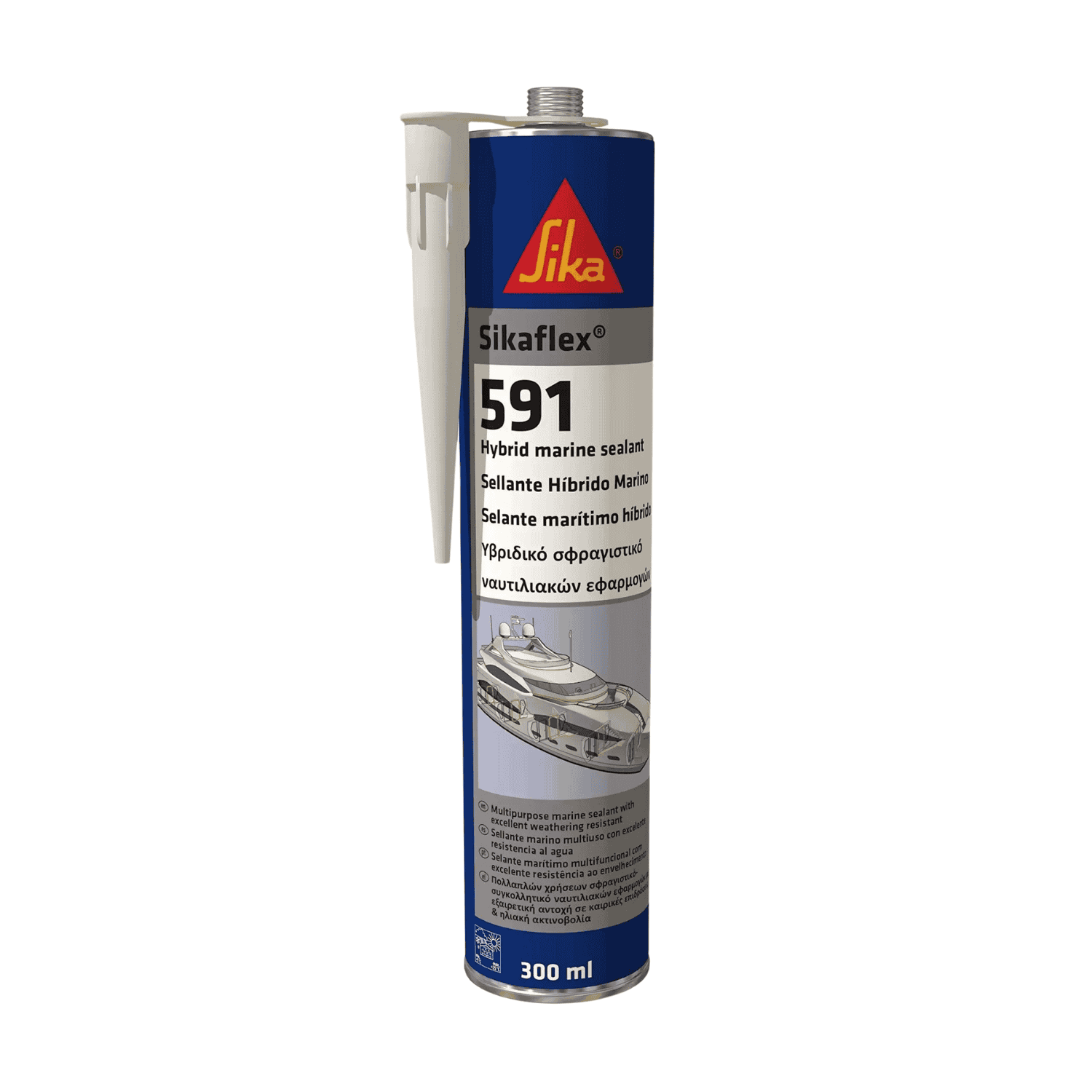 SikaFlex 591 Sigillante Nautico 300ml - Colla Ibrida Per Barche - Scegli Il Colore: Bianco, Nero O Grigio