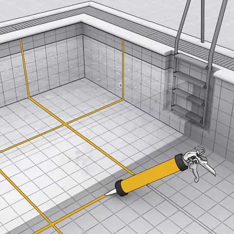 Ilustração exemplificativa do Sikasil Pool, o silicone de cura neutra da SIka.