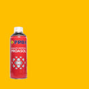 Embalagem do Spray Esmalte Sintético Proasol, da marca Pinturas Proa, sobre um fundo de cor AMARELO.