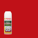 Lata de Spray Galvaproa sobre um fundo VERMELHO RUBRO. O Spray Galvaproa é um esmalte de aplicação direta sobre o metal galvanizado.