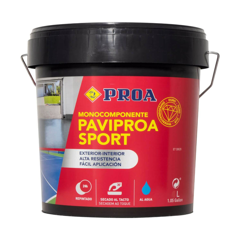 Embalagem da Tinta para Pavimentos Desportivos da Pinturas Proa. Esta tinta também é designada por PaviProa Sport.