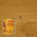 Lata do verniz para madeira de base aquosa da Proa sobre um fundo que replica a madeira de cor CARVALHO.