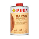 Embalagem do verniz para pavimentos de madeira à base de poliuretano, da marca Pinturas Proa.