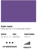 Catálogo de Cores do Spray Montana 94: ultravioleta.