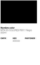 Catálogo de Cores Spray Nitro 2G Colors: Negro.