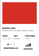 Catálogo de Cores do Spray Montana 94: vermelho sangue.