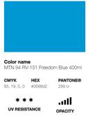 Catálogo de Cores do Spray Montana 94: azul livre.