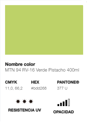 Catálogo de Cores do Spray Montana 94: verde pistacho.