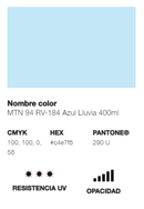 Catálogo de Cores do Spray Montana 94: azul chuva.