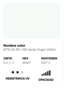 Catálogo de Cores do Spray Montana 94: verde virgem.