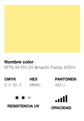 Catálogo de Cores do Spray Montana 94: amarelo festa.