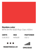Catálogo de Cores do Spray Montana 94: vermelho claro.